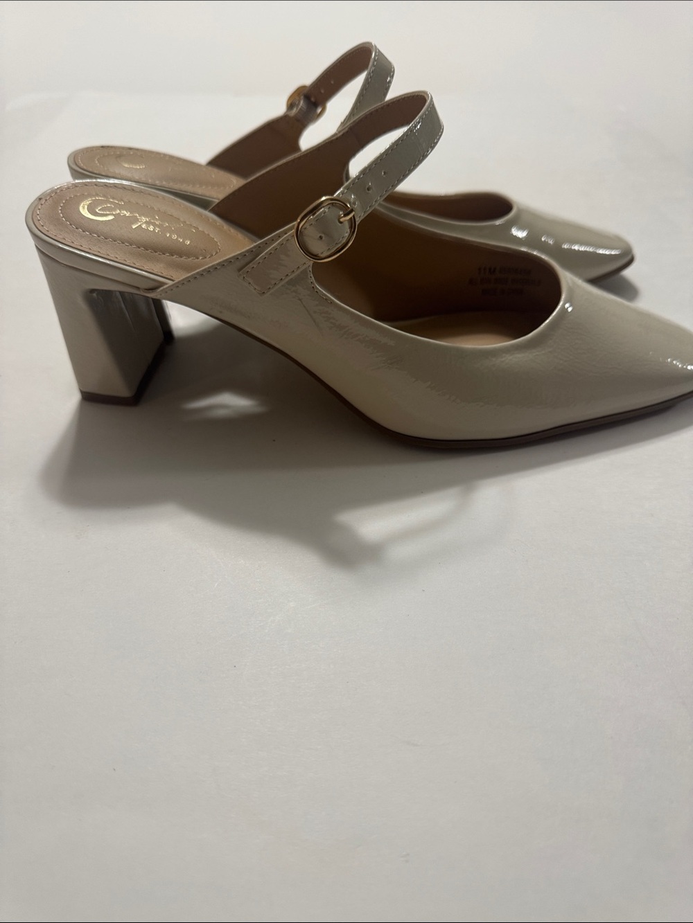 Comfort Colors Cream Square-Toe Mary Jane Mules - Picture 2 of 5